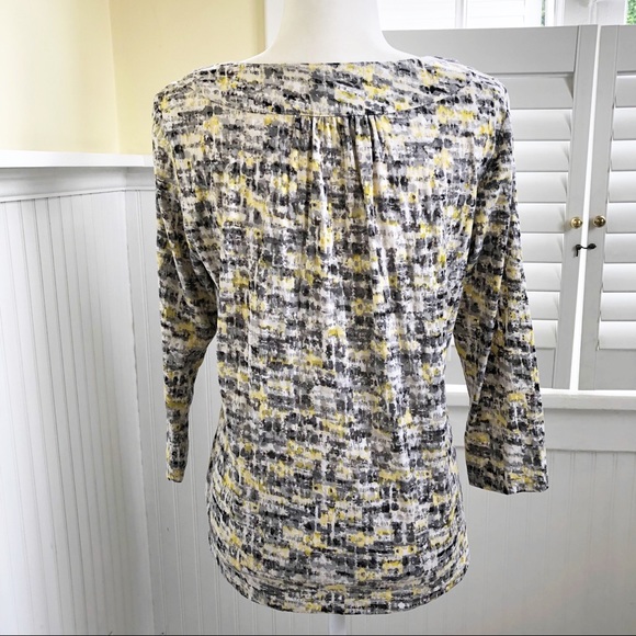 Ruby Rd EUC Gray & Yellow Sequins Neckline Top - S - Picture 2 of 5